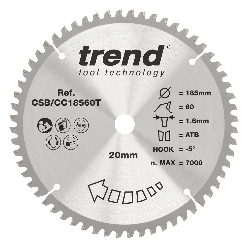 Trend Trä- Batteri- Kap & Gersåg- Sågklinga 185mm x 20mm x 60T