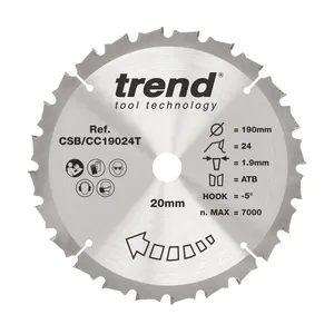 Trend Trä- Batteri- Kap & Gersåg- Sågklinga 190mm x 20mm x 24T