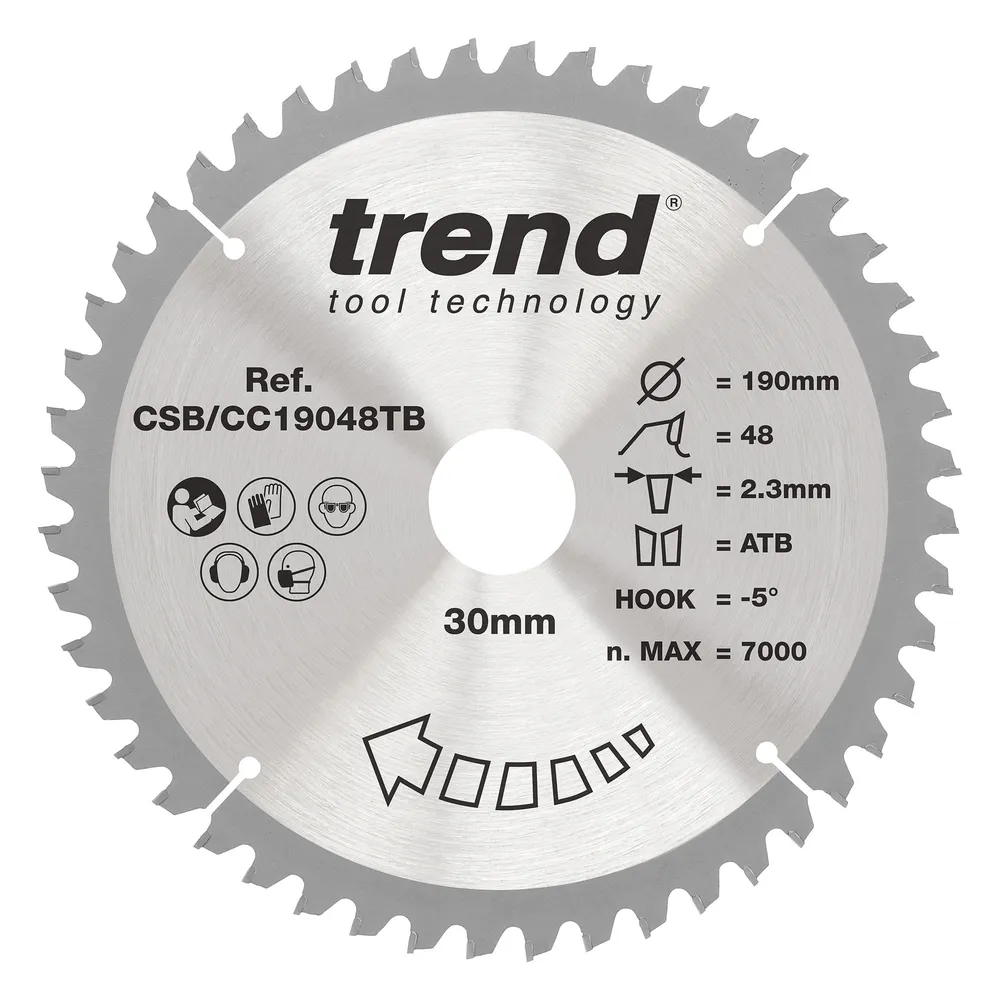 Trend Trä- Batteri- Kap & Gersåg- Sågklinga 190mm x 30mm x 48T