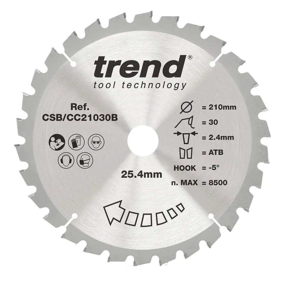 Trend Trä- Kap & Gersåg- Sågklinga 210mm x 25.4mm x 30T