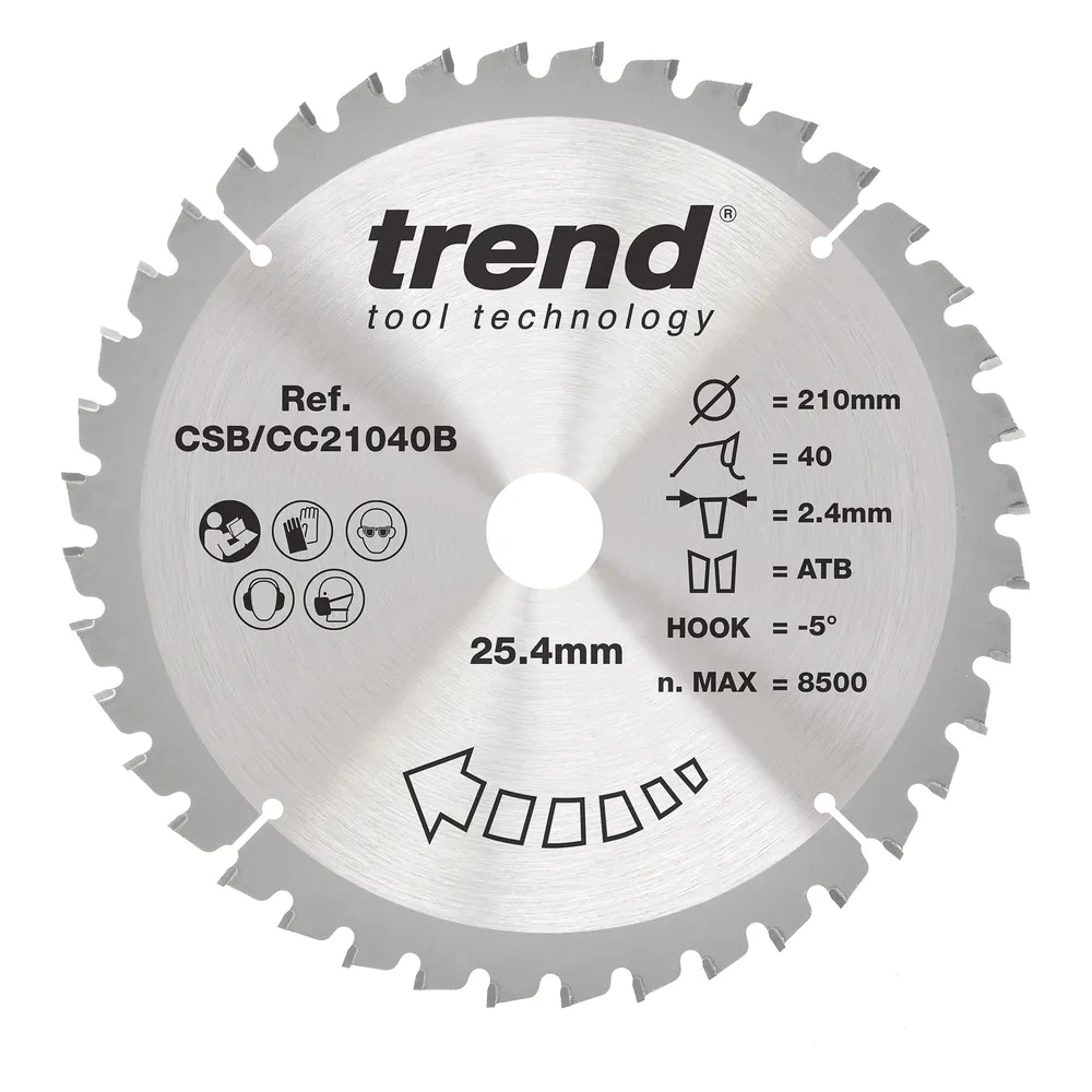 Trend Trä- Kap & Gersåg- Sågklinga 210mm x 25.4mm x 40T