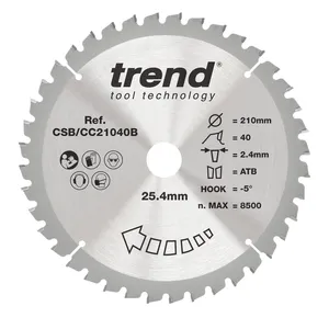 Trend Trä- Kap & Gersåg- Sågklinga 210mm x 25.4mm x 40T