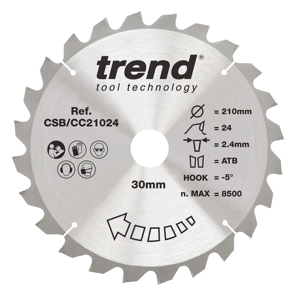 Trend Trä- Kap & Gersåg- Sågklinga 210mm x 30mm x 24T