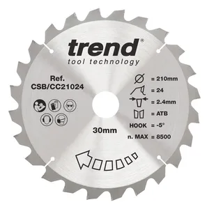 Trend Trä- Kap & Gersåg- Sågklinga 210mm x 30mm x 24T