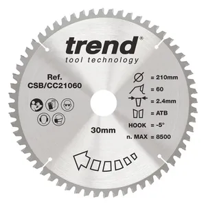 Trend Trä- Kap & Gersåg- Sågklinga 210mm x 30mm x 60T
