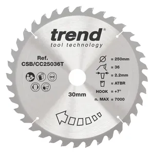 Trend Trä- Batteri- ATBR Kap & Gersåg- Sågklinga 250mm x 30mm x 36T