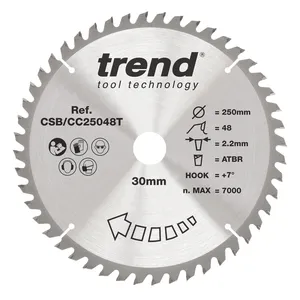 Trend Trä- Batteri- ATBR Kap & Gersåg- Sågklinga 250mm x 30mm x 48T
