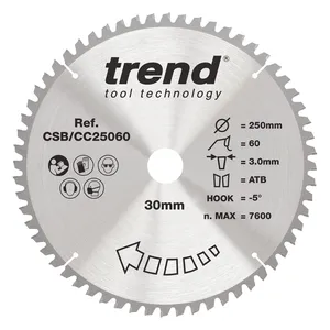 Trend Trä- Kap & Gersåg- Sågklinga 250mm x 30mm x 60T