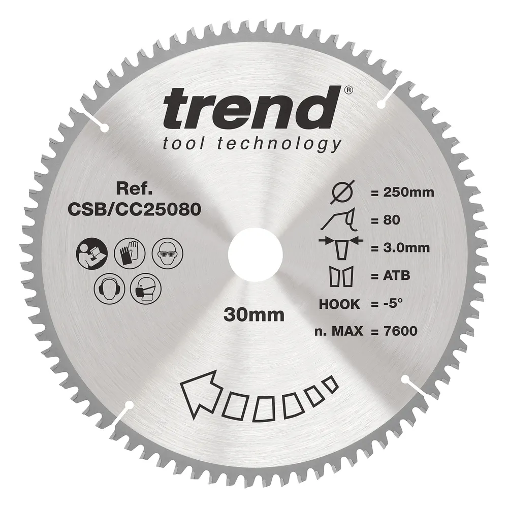 Trend Trä- Kap & Gersåg- Sågklinga 250mm x 30mm x 80T