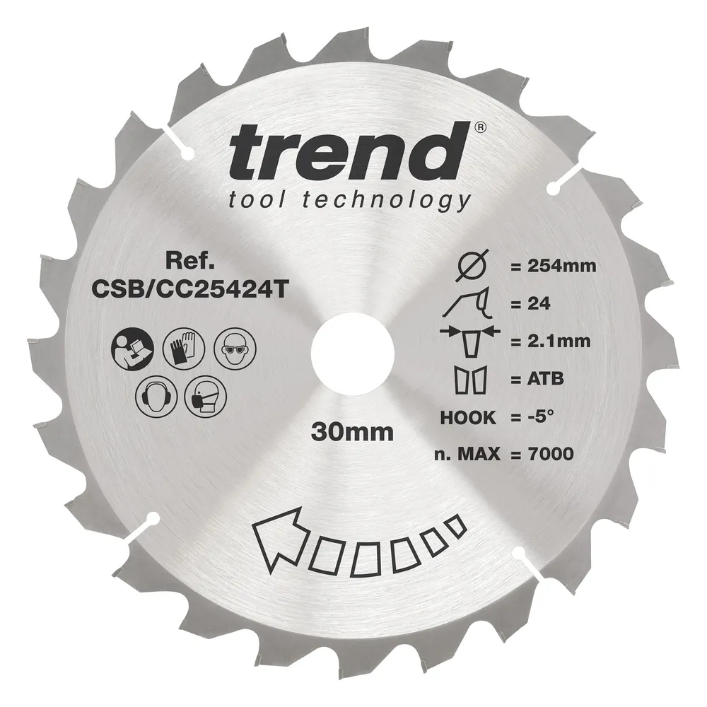 Trend Trä- Batteri- Kap & Gersåg- Sågklinga 254mm x 30mm x 24T
