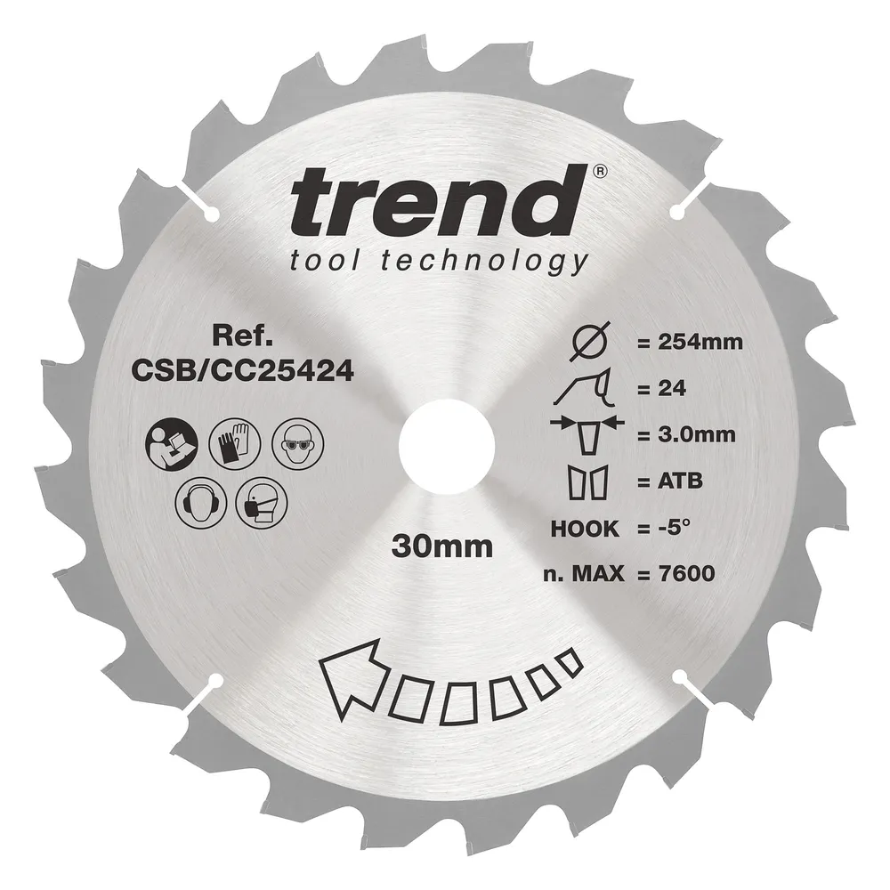 Trend Trä- Kap & Gersåg- Sågklinga 254mm x 30mm x 24T