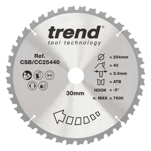 Trend Trä- Kap & Gersåg- Sågklinga 254mm x 30mm x 40T