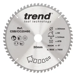Trend Trä- Kap & Gersåg- Sågklinga 254mm x 30mm x 60T
