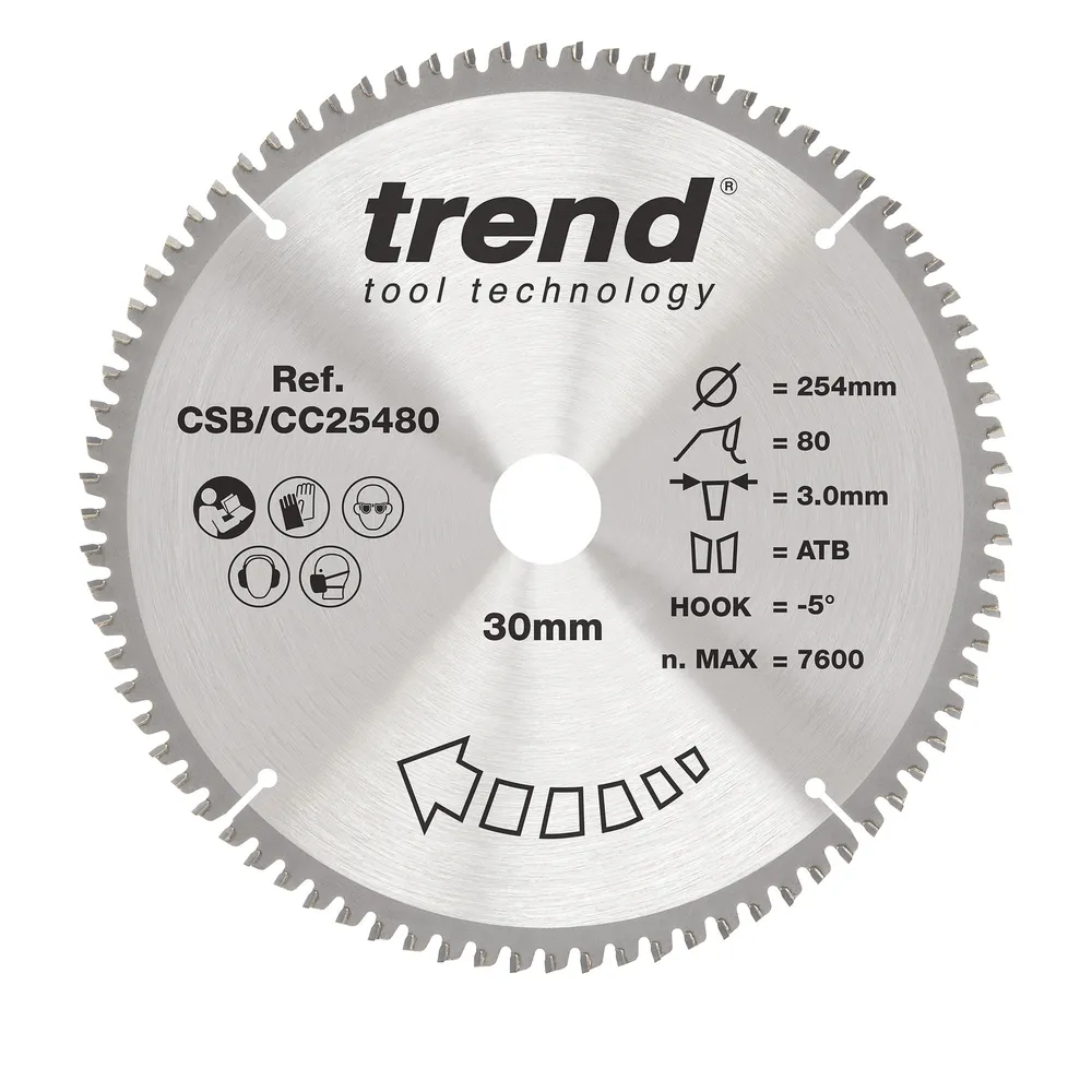 Trend Trä- Kap & Gersåg- Sågklinga 254mm x 30mm x 80T