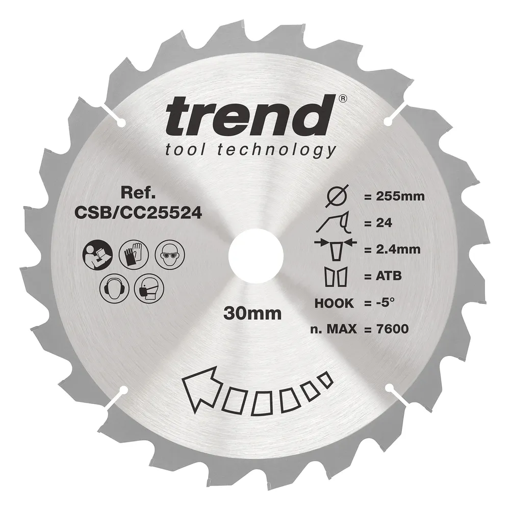 Trend Trä- Kap & Gersåg- Sågklinga 255mm x 30mm x 24T