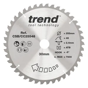Trend Trä- Kap & Gersåg- Sågklinga 255mm x 30mm x 48T