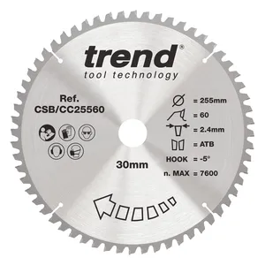Trend Trä- Kap & Gersåg- Sågklinga 255mm x 30mm x 60T