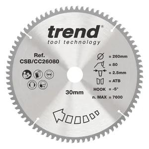 Trend Trä- Kap & Gersåg- Sågklinga 260mm x 30mm x 80T