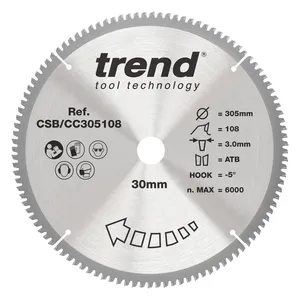 Trend Trä- Kap & Gersåg- Sågklinga 305mm x 30mm x 108T