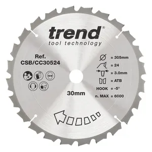 Trend Trä- Kap & Gersåg- Sågklinga 305mm x 30mm x 24T