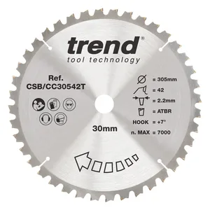 Trend Trä- Batteri- ATBR Kap & Gersåg- Sågklinga 305mm x 30mm x 42T
