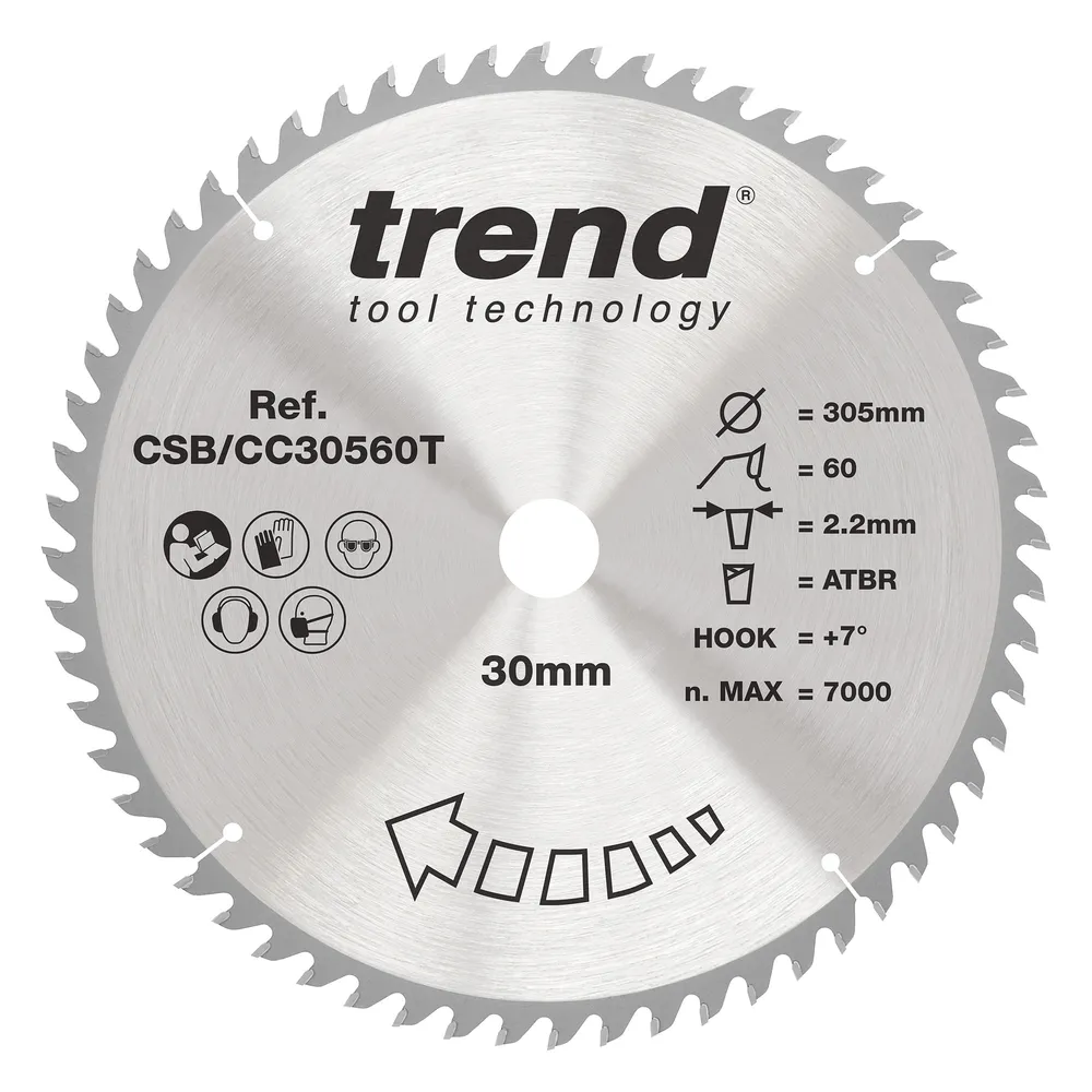 Trend Trä- Batteri- ATBR Kap & Gersåg- Sågklinga 305mm x 30mm x 60T