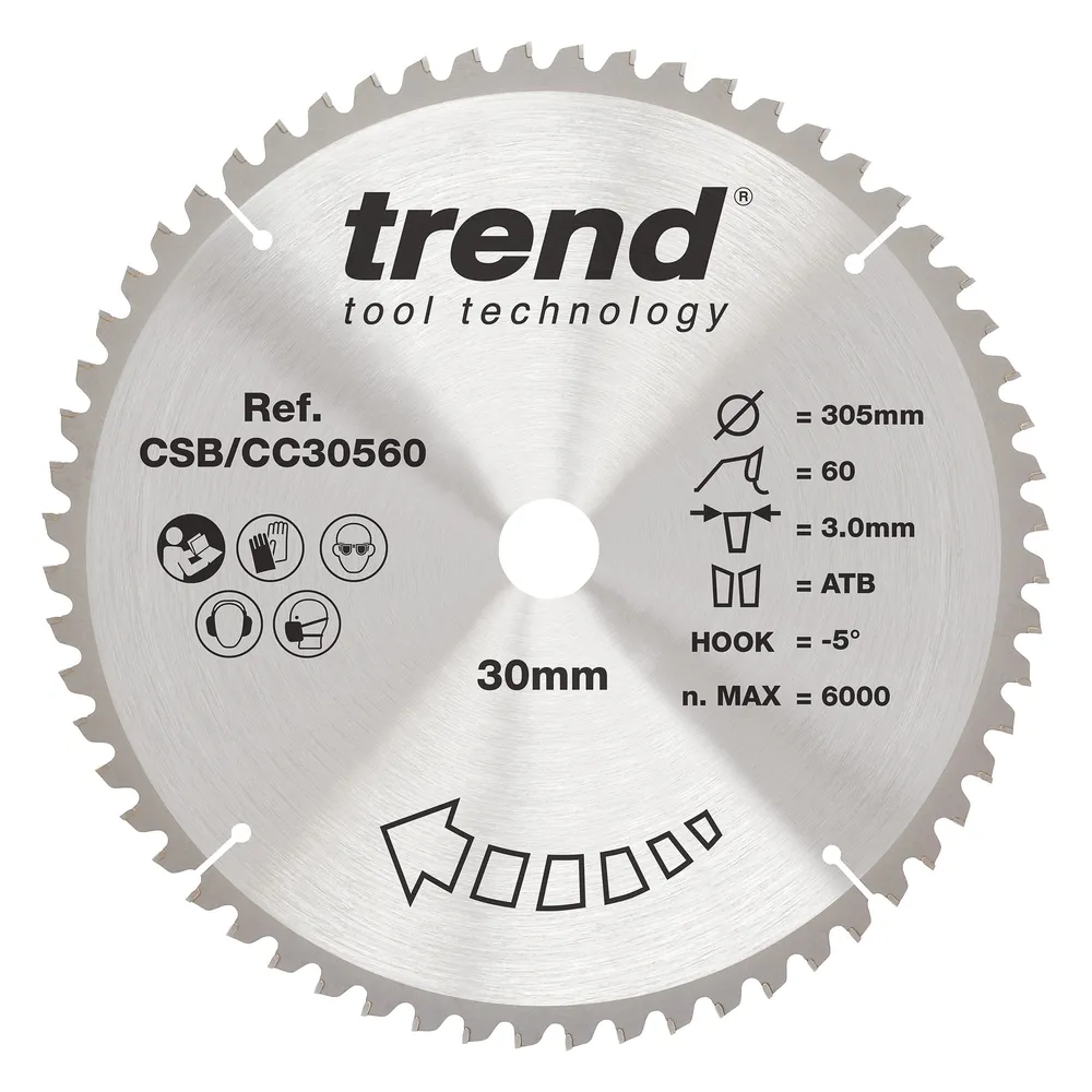 Trend Trä- Kap & Gersåg- Sågklinga 305mm x 30mm x 60T