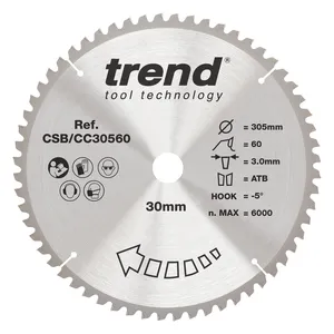 Trend Trä- Kap & Gersåg- Sågklinga 305mm x 30mm x 60T