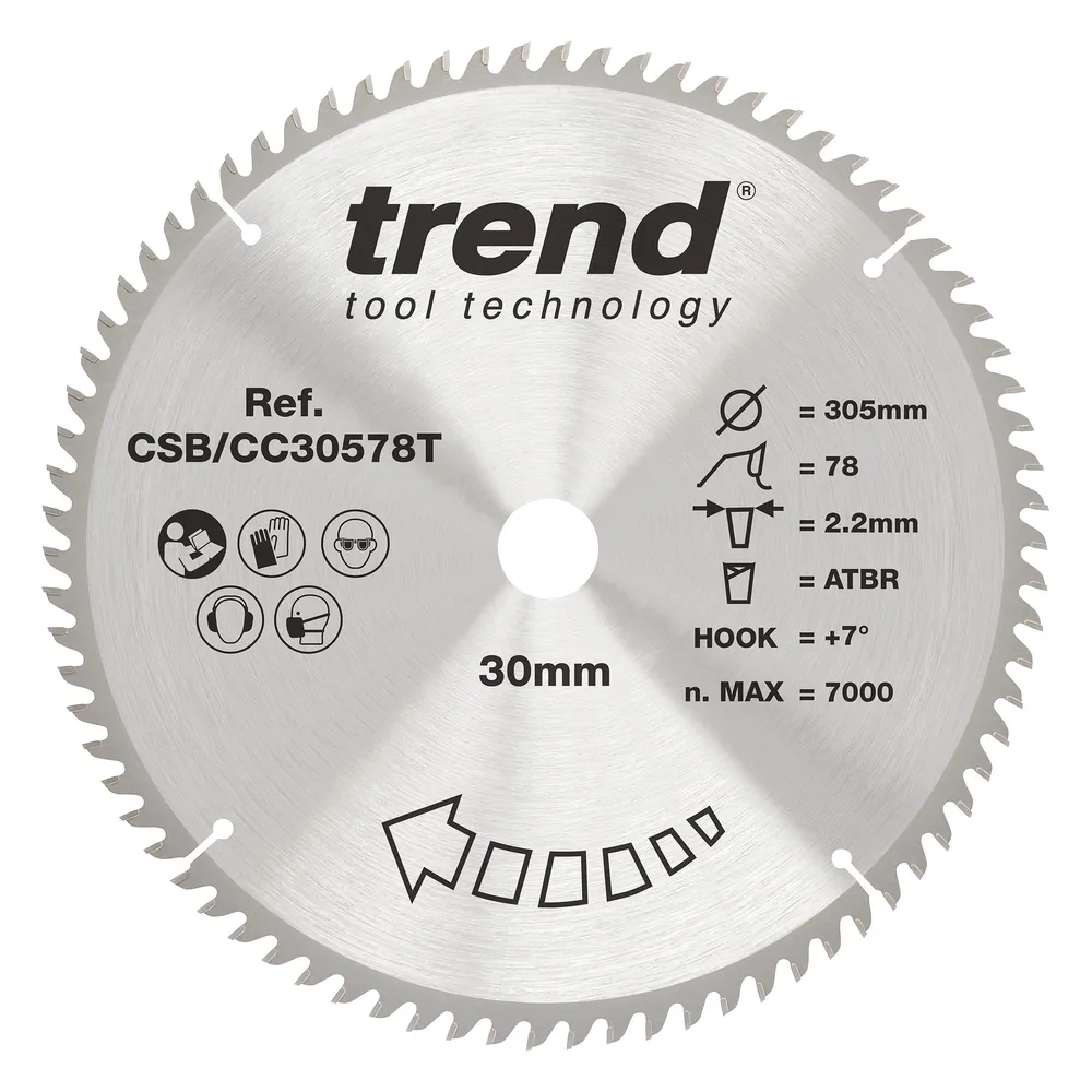 Trend Trä- Batteri- ATBR Kap & Gersåg- Sågklinga 305mm x 30mm x 78T