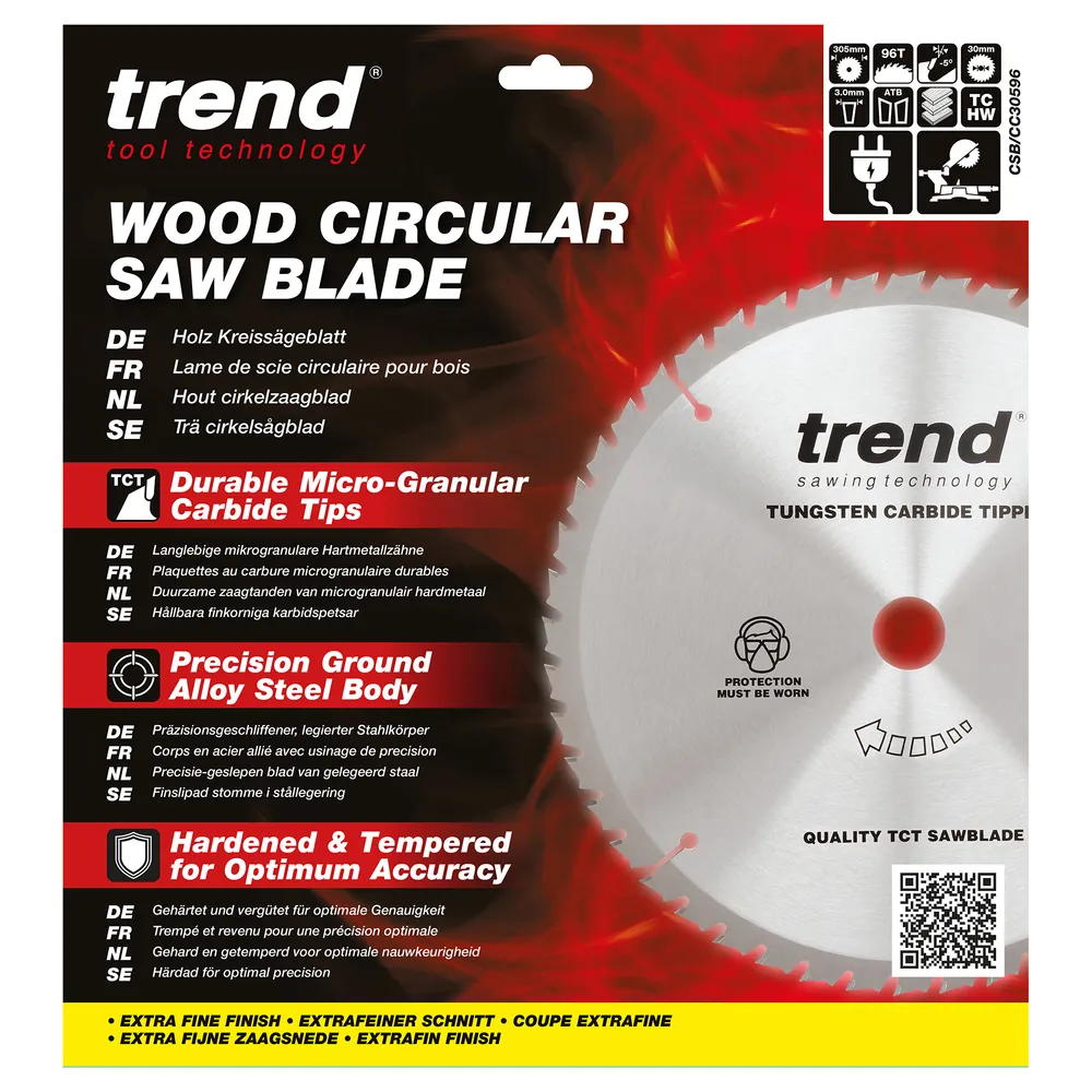 Trend Trä- Kap & Gersåg- Sågklinga 305mm x 30mm x 96T