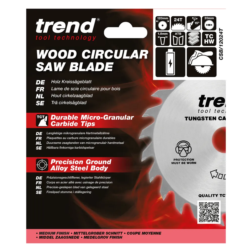 Trend Trä- Batteri- Cirkelsågsklinga 120mm x 20mm x 24T