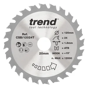 Trend Trä- Batteri- Cirkelsågsklinga 120mm x 20mm x 24T