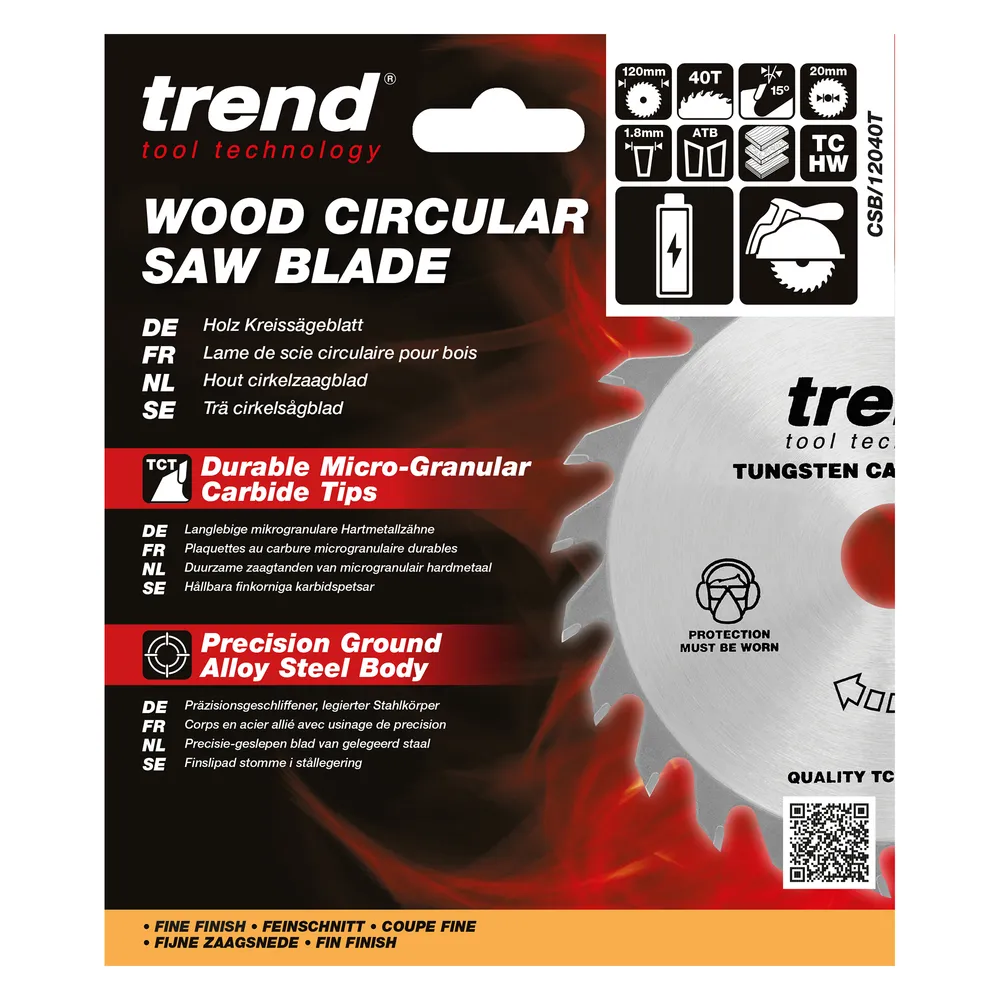 Trend Trä- Batteri- Cirkelsågsklinga 120mm x 20mm x 40T