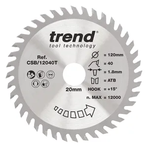 Trend Trä- Batteri- Cirkelsågsklinga 120mm x 20mm x 40T