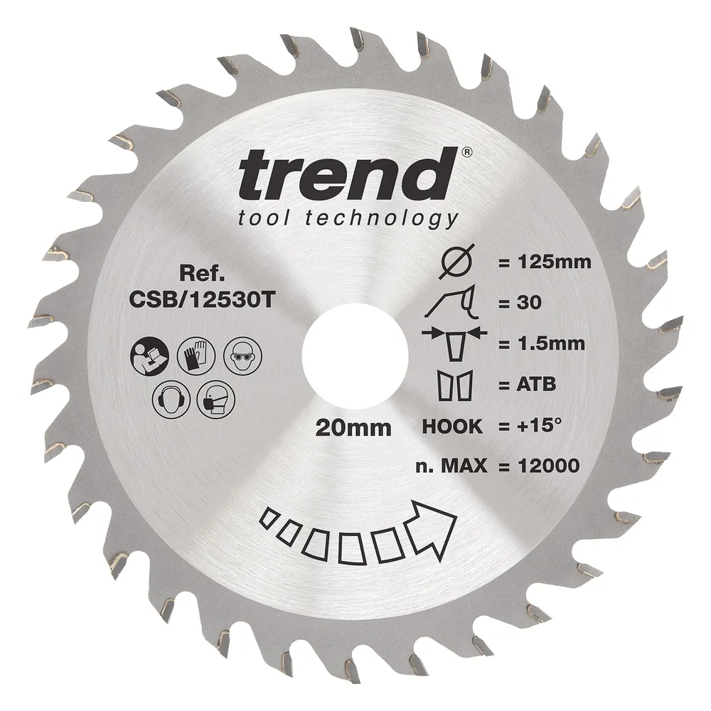 Trend Trä- Batteri- Cirkelsågsklinga 125mm x 20mm x 30T