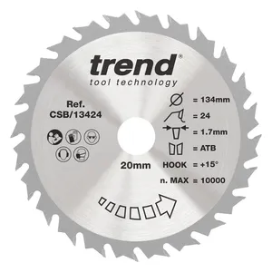 Trend Trä- Cirkelsågsklinga 134mm x 20mm x 24T