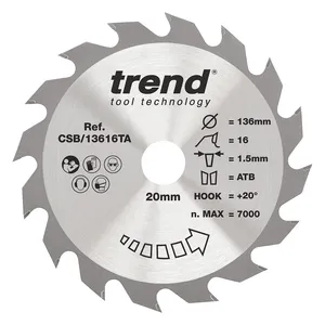 Trend Trä- Batteri- Cirkelsågsklinga 136mm x 20mm x 16T