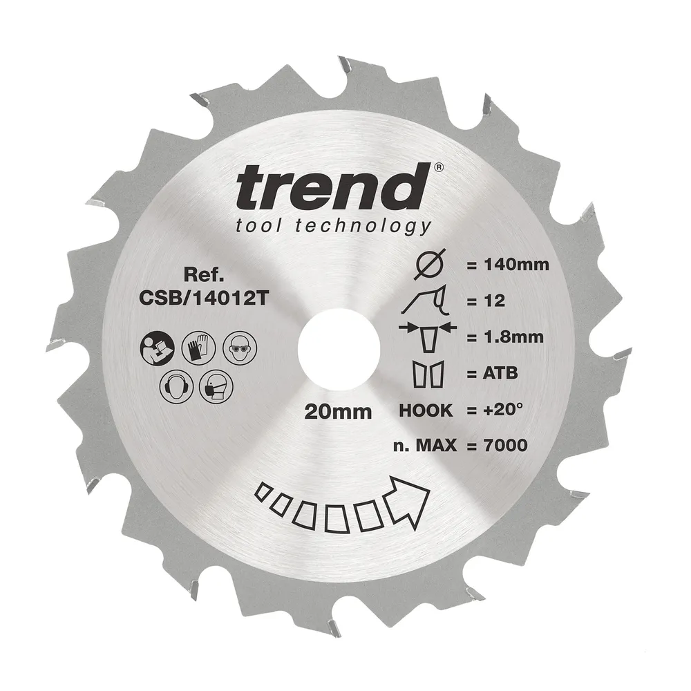 Trend Trä- Batteri- Cirkelsågsklinga 140mm x 20mm x 12T