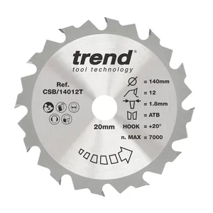 Trend Trä- Batteri- Cirkelsågsklinga 140mm x 20mm x 12T