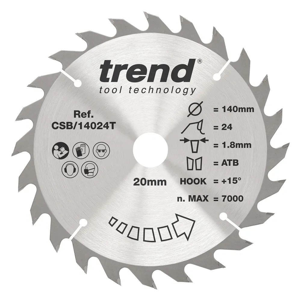 Trend Trä- Batteri- Cirkelsågsklinga 140mm x 20mm x 24T
