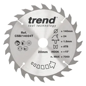 Trend Trä- Batteri- Cirkelsågsklinga 140mm x 20mm x 24T