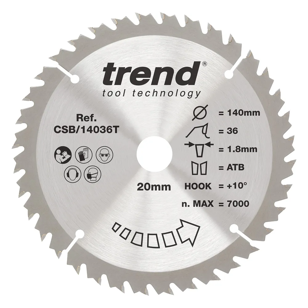Trend Trä- Batteri- Cirkelsågsklinga 140mm x 20mm x 36T
