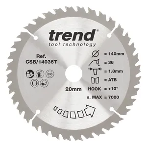 Trend Trä- Batteri- Cirkelsågsklinga 140mm x 20mm x 36T