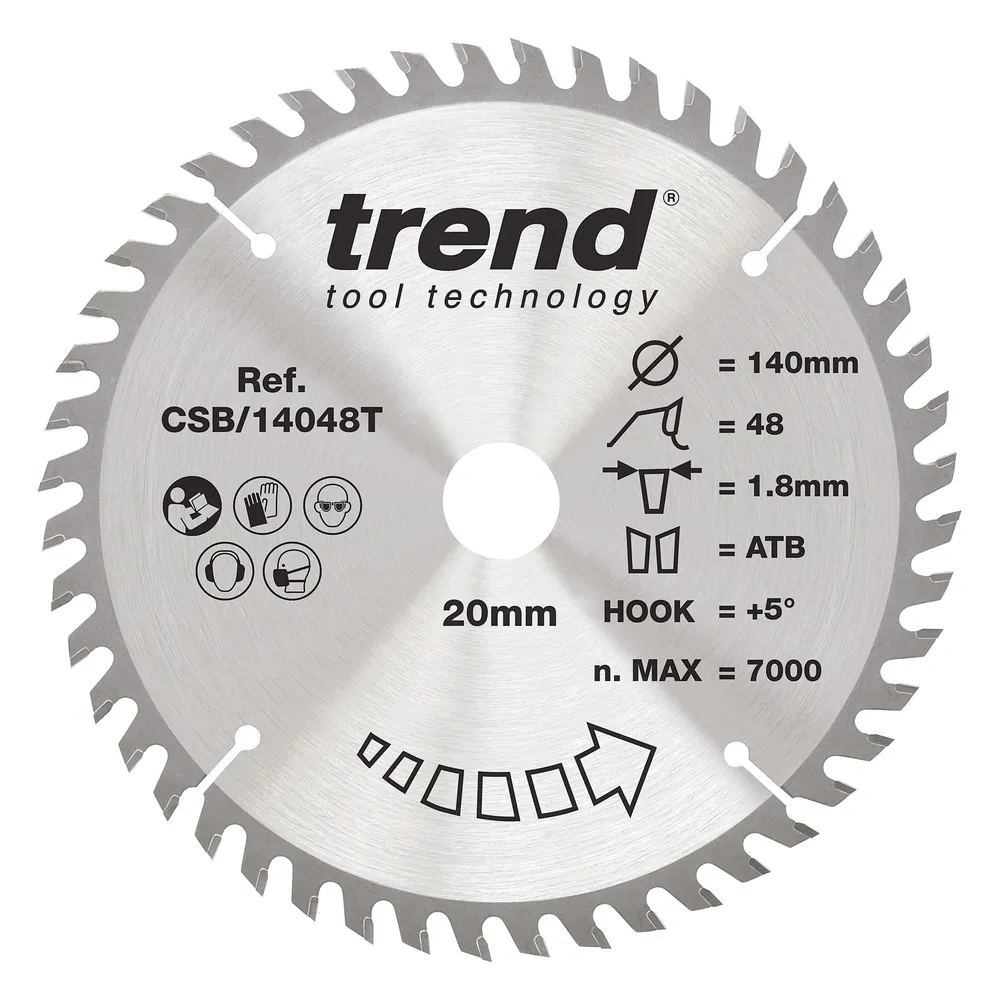 Trend Trä- Batteri- Cirkelsågsklinga 140mm x 20mm x 48T