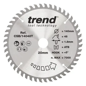 Trend Trä- Batteri- Cirkelsågsklinga 140mm x 20mm x 48T
