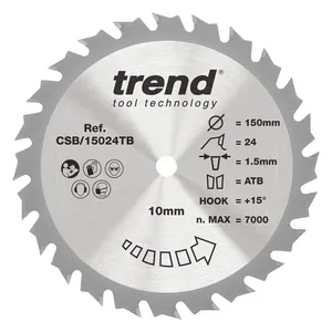 Trend Trä- Batteri- Cirkelsågsklinga 150mm x 10mm x 24T