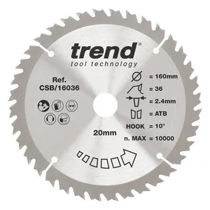 Trend Trä- Cirkelsågsklinga 160mm x 20mm x 36T