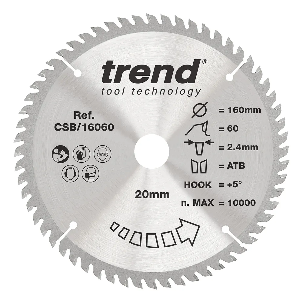 Trend Trä- Cirkelsågsklinga 160mm x 20mm x 60T