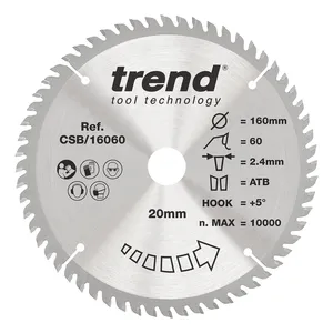 Trend Trä- Cirkelsågsklinga 160mm x 20mm x 60T