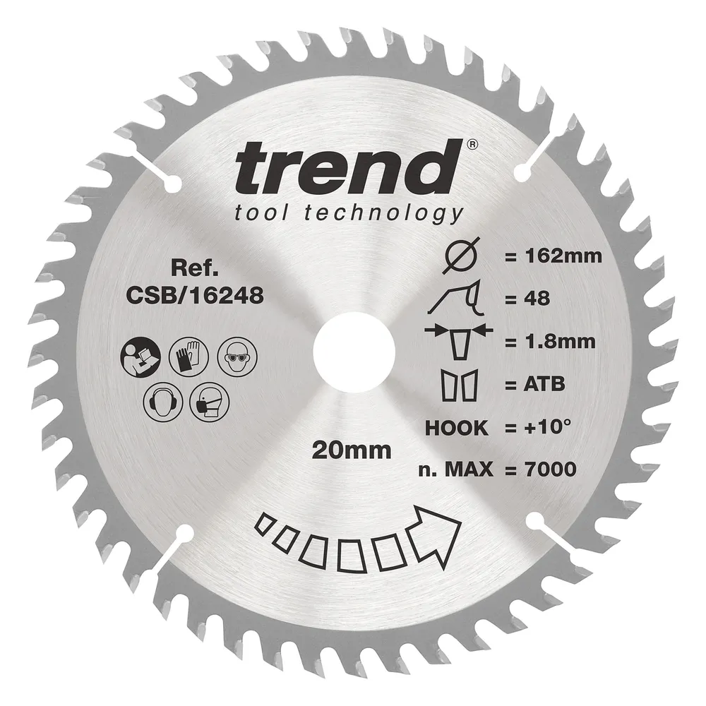 Trend Trä- Batteri- Cirkelsågsklinga 162mm x 20mm x 48T